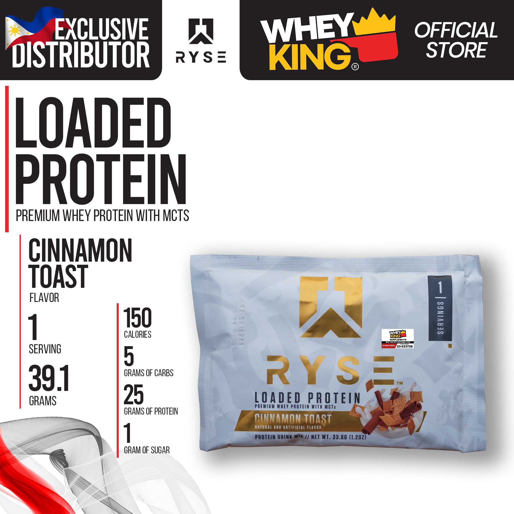 RYSE Loaded Protein Travel Pack = 10 pcs = ( 1 serving / sachet )