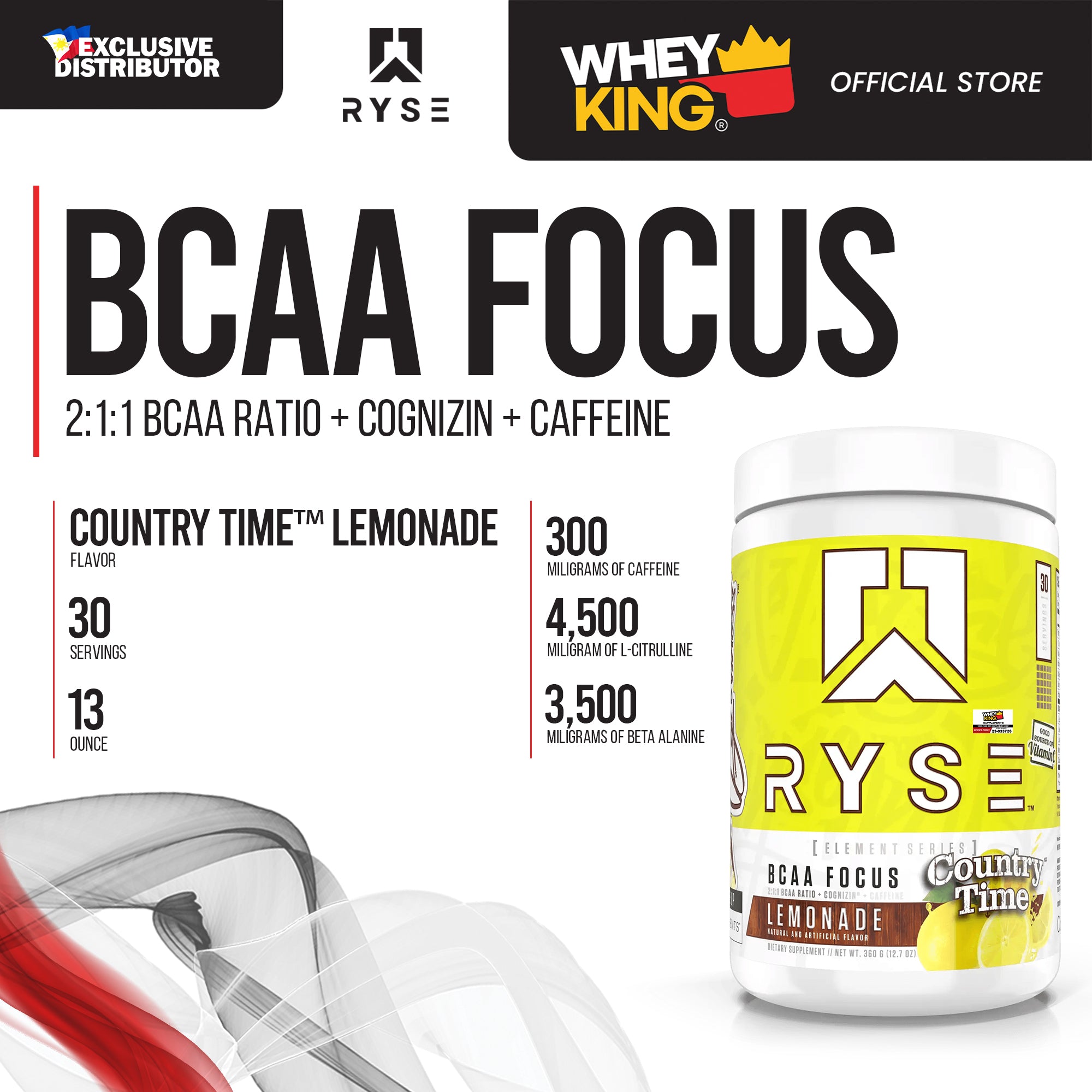 RYSE BCAA Focus I 30 Servings (𝐄𝐓𝐀: 𝐎𝐂𝐓𝐎𝐁𝐄𝐑 𝟐𝟎𝟐𝟒)