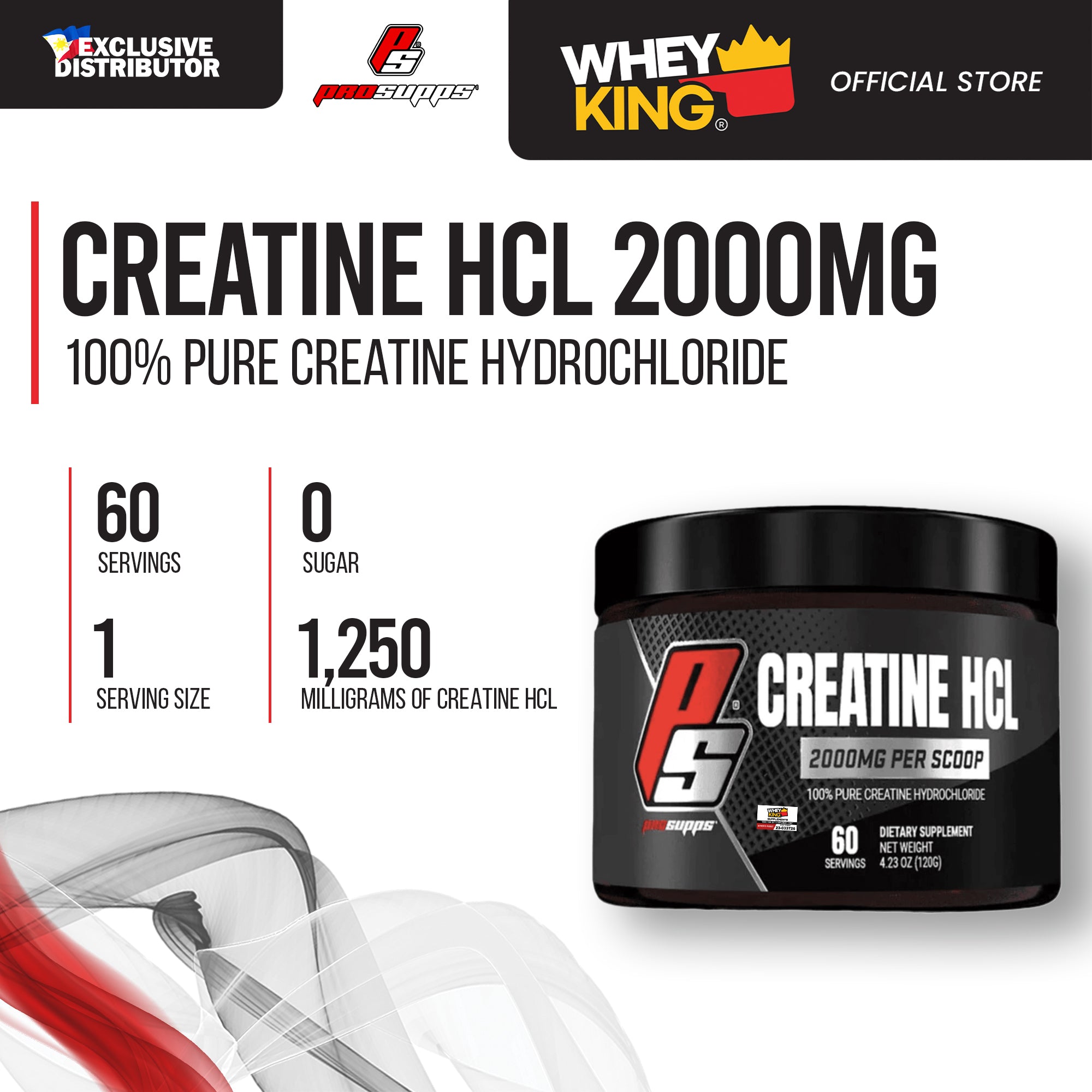 [CLEARANCE SALE - EXP: SEPT. 2024] ProSupps Creatine HCL 2000mg - 60 Servings with FREE PS Energy Drink