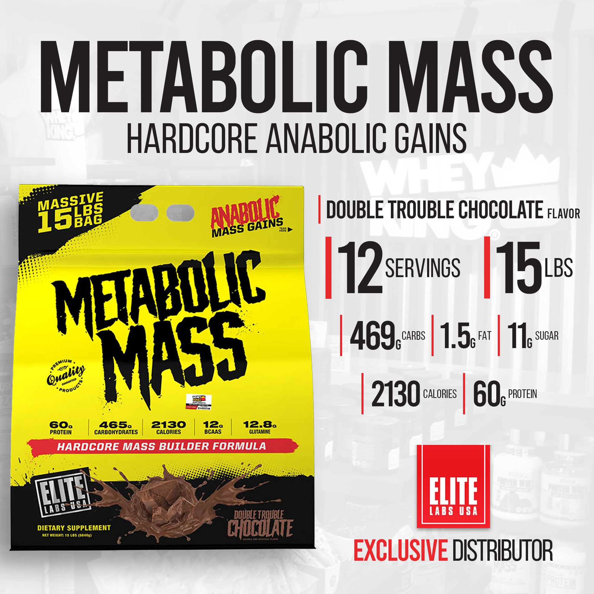 Elite Labs USA Metabolic Mass (15lbs) with FREE NCF ACAI BERRY 50 caps